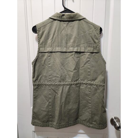 Columbia Women's M Green Cotton Utility Vest Zip Front Pockets Adjustable - Picture 5 of 9